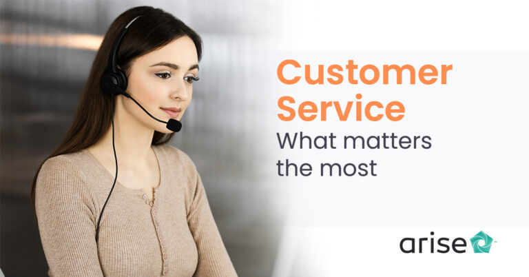 A woman wearing a headset and working on her customer service skills.