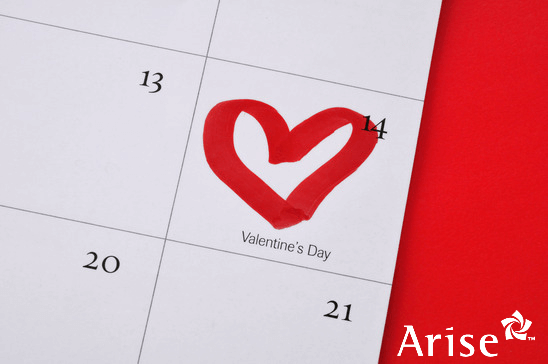 Heart on Valentine's Day in Calendar